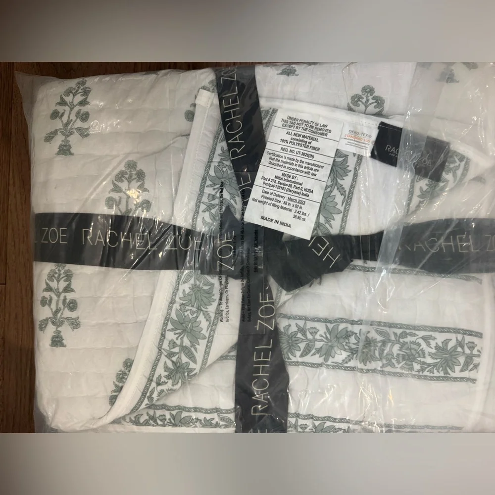 🎉LAST PIECE🎉 RACHEL‎ ZOE Block Print Stitch Quilt Set